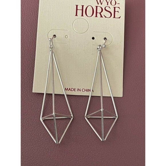 Wyo-Horse Silver-Tone Geometric Cone Shape Drop Earrings - Picture 2 of 3